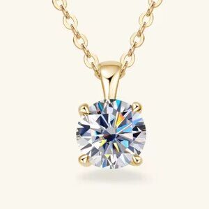 1.0 ct moissanite certified s925 18k gold plated necklace